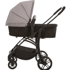 Poussette trio combinée avec siège-auto et couffin gris chiné/noir