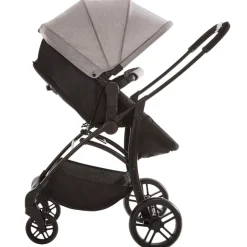 Poussette trio combinée avec siège-auto et couffin gris chiné/noir