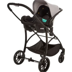 Poussette trio combinée avec siège-auto et couffin gris chiné/noir