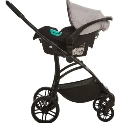 Poussette trio combinée avec siège-auto et couffin gris chiné/noir