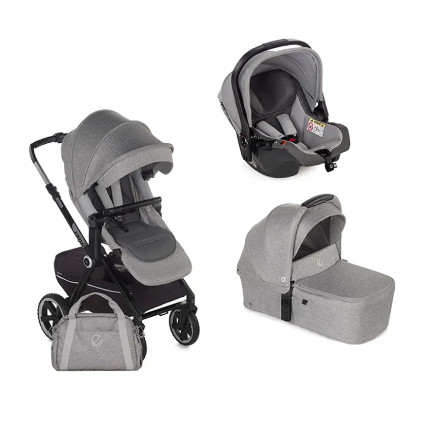 Poussette Trio Crosslight 3 à LED + nacelle Sweet + coque Koos i-Size dim grey