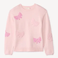Pull avec patchs nœuds en bouclettes pour fille
