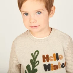 Pull bi-matière à patchs bouclettes pour bébé garçon