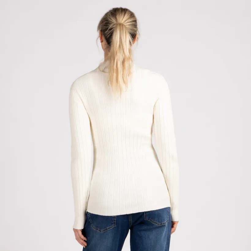 Pull chaussette côtelé à col montant pour femme