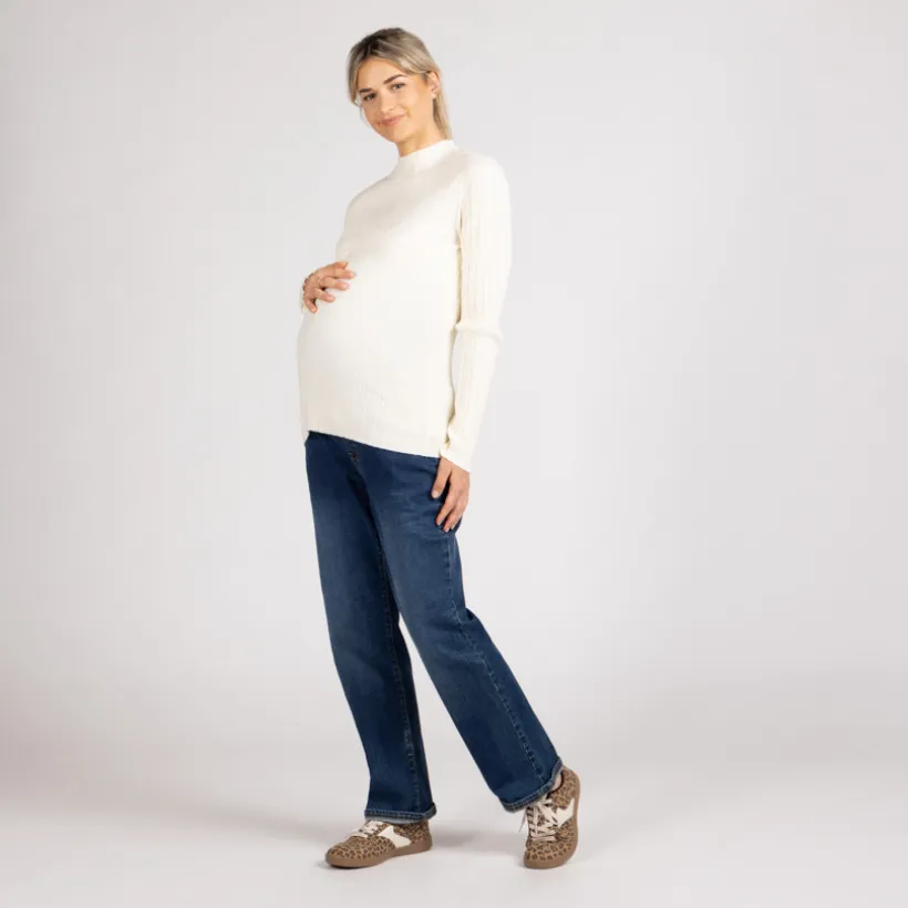 Pull chaussette côtelé à col montant pour femme