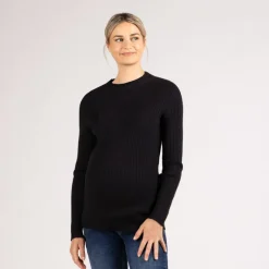 Pull chaussette côtelé à col montant pour femme