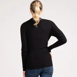 Pull chaussette côtelé à col montant pour femme