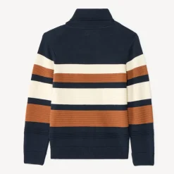 Pull à col châle en tricot rayé pour garçon