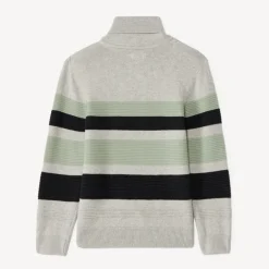 Pull à col châle en tricot rayé pour garçon