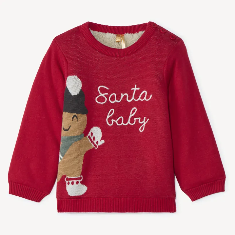 Pull de Noël en tricot doublé sherpa pour bébé garçon