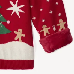Pull de Noël en tricot doublé sherpa pour fille