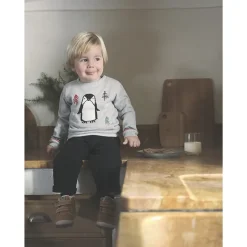 Pull de Noël en tricot motif pingouin et sapins pour bébé garçon