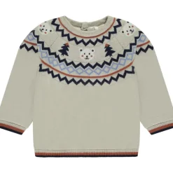 Pull doublé en velours avec motifs jacquard pour bébé garçon