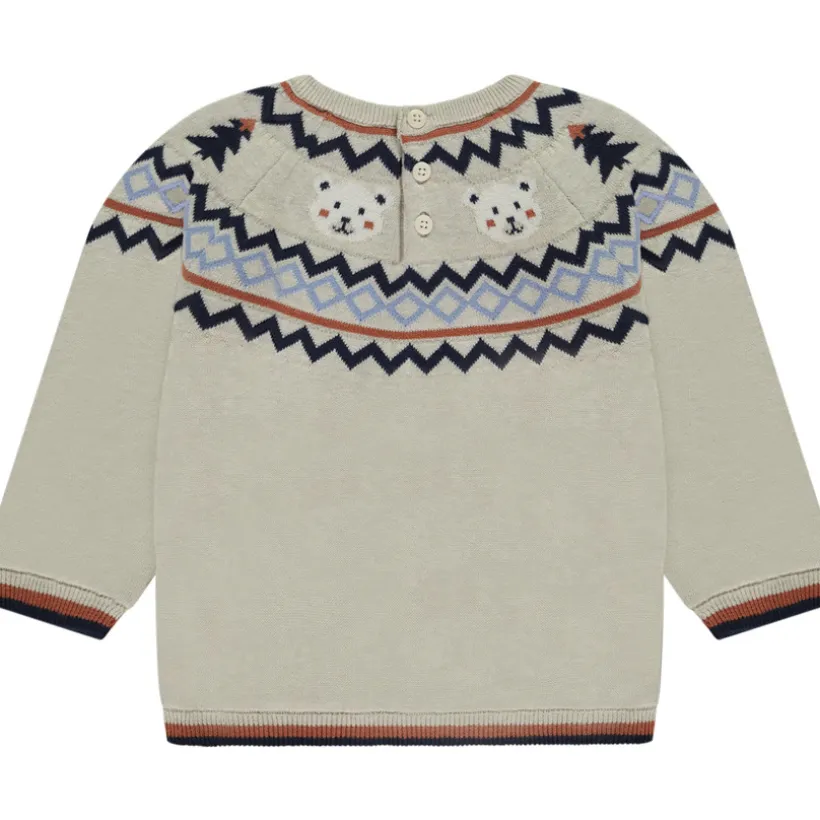 Pull doublé en velours avec motifs jacquard pour bébé garçon