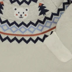 Pull doublé en velours avec motifs jacquard pour bébé garçon