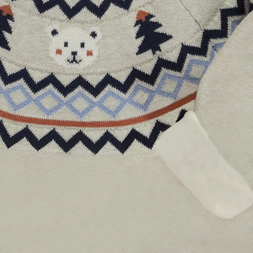 Pull doublé en velours avec motifs jacquard pour bébé garçon