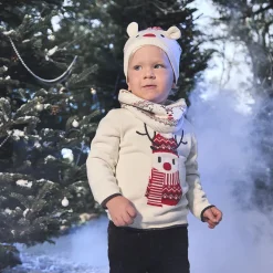 Pull doublé en velours avec renne brodé pour bébé garçon