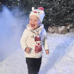 Pull doublé en velours avec renne brodé pour bébé garçon