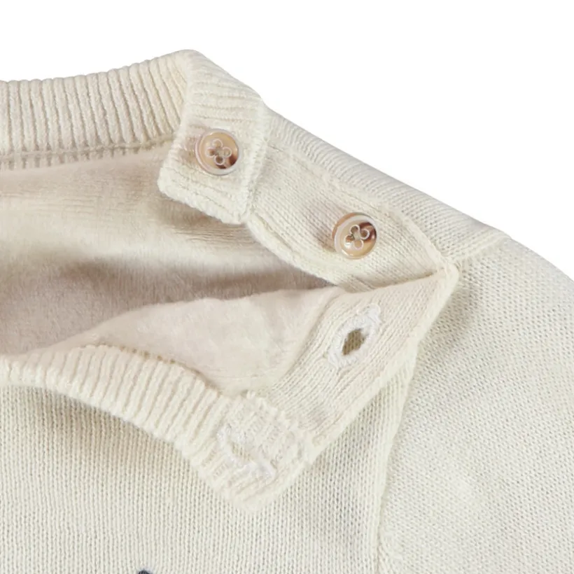 Pull doublé en velours avec renne brodé pour bébé garçon