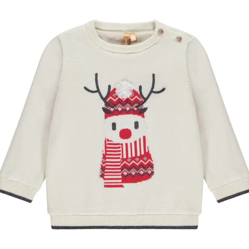 Pull doublé en velours avec renne brodé pour bébé garçon