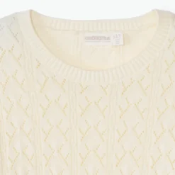 Pull en tricot ajouré uni pour fille