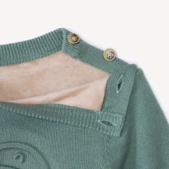 Pull en tricot doublé motif dino en relief pour bébé garçon