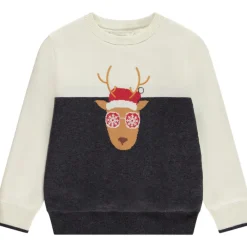 Pull en tricot doublé velours motif renne de Noël pour garçon