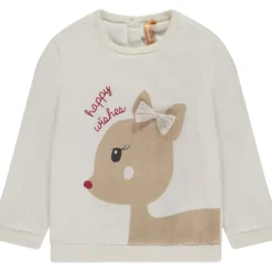 Pull en tricot doublé velours motif biche pour bébé fille
