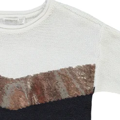 Pull en tricot effet color block avec sequins pour fille