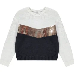 Pull en tricot effet color block avec sequins pour fille