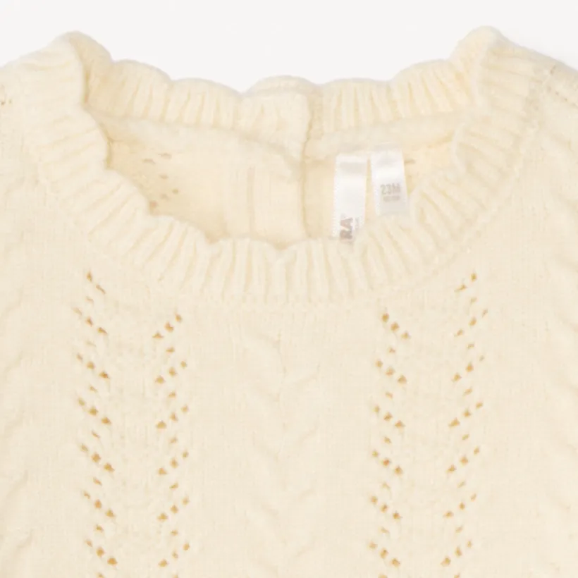 Pull en tricot fantaisie ajouré effet 2-en-1 pour bébé fille