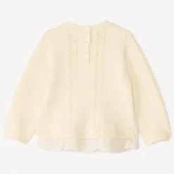 Pull en tricot fantaisie ajouré effet 2-en-1 pour bébé fille