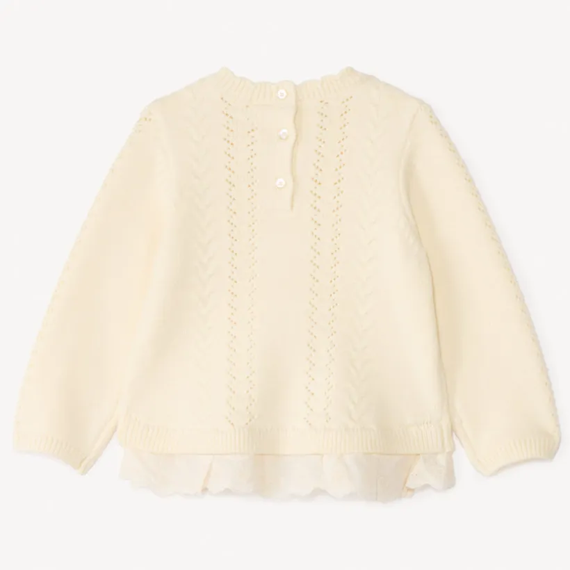 Pull en tricot fantaisie ajouré effet 2-en-1 pour bébé fille