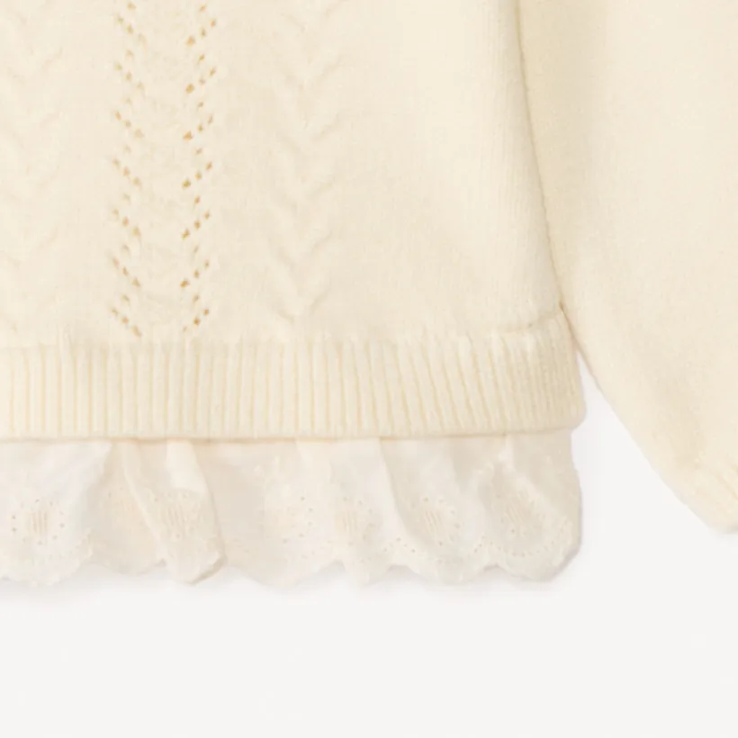 Pull en tricot fantaisie ajouré effet 2-en-1 pour bébé fille