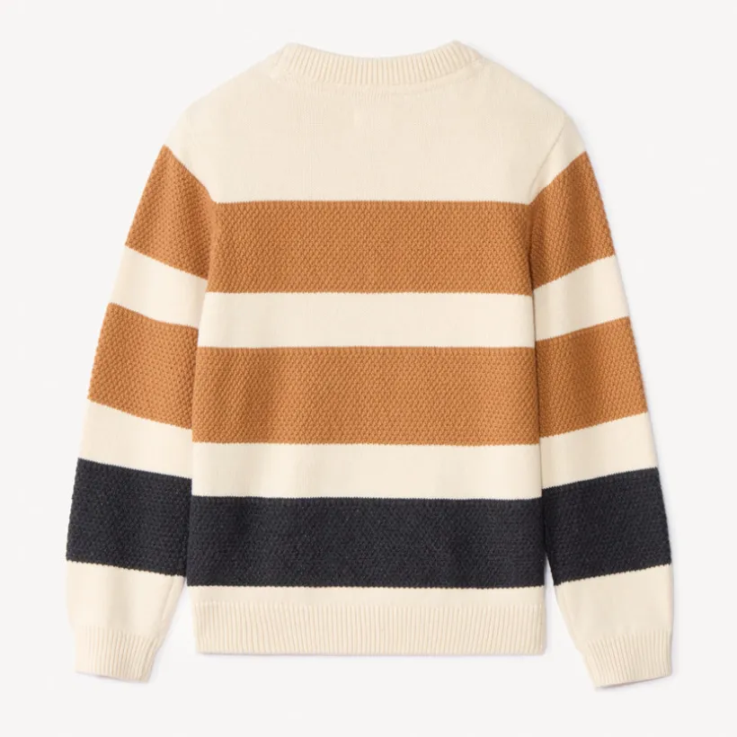 Pull en tricot fantaisie rayé avec patch pour garçon