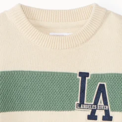 Pull en tricot fantaisie rayé avec patch pour garçon