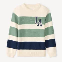 Pull en tricot fantaisie rayé avec patch pour garçon