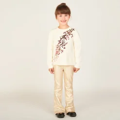 Pull en tricot à gros sequins pour fille