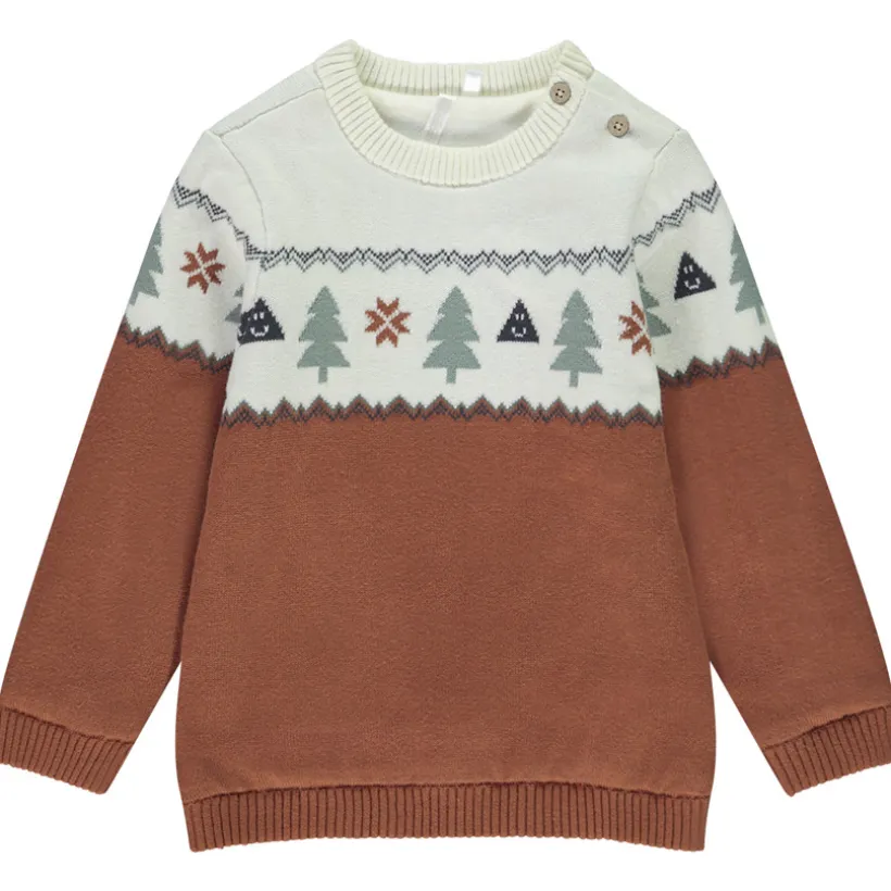 Pull en tricot jacquard doublé velours pour bébé garçon