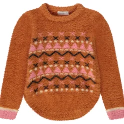 Pull en tricot jacquard effet fourrure pour fille