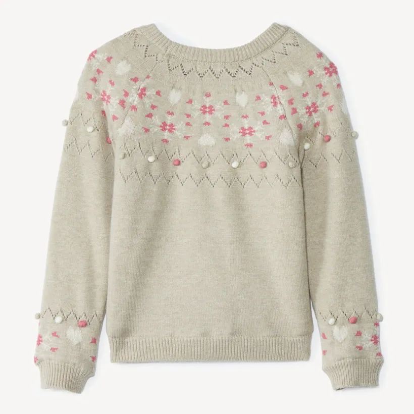 Pull en tricot à motif jacquard et doublure velours pour fille