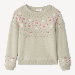 Pull en tricot à motif jacquard et doublure velours pour fille