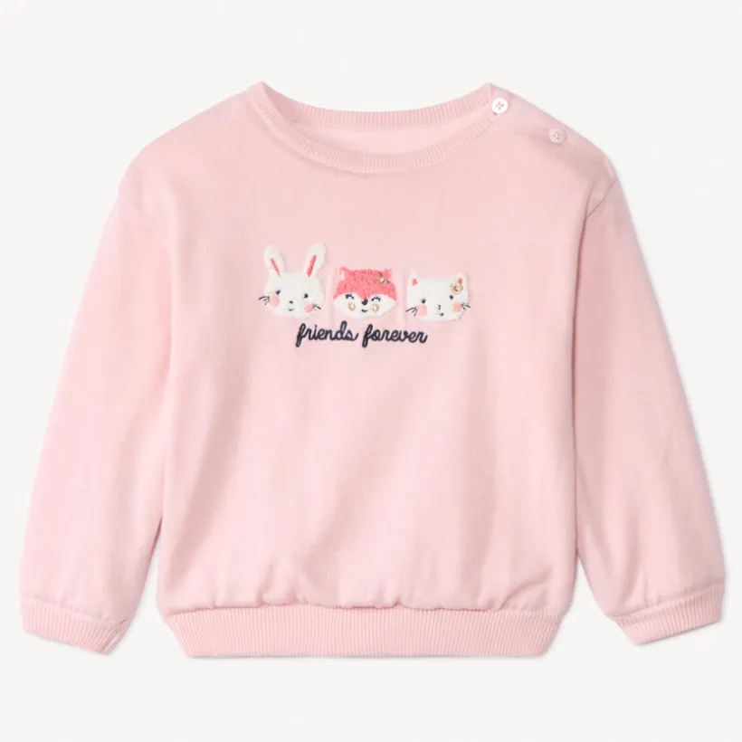 Pull en tricot à motifs brodés pour bébé fille