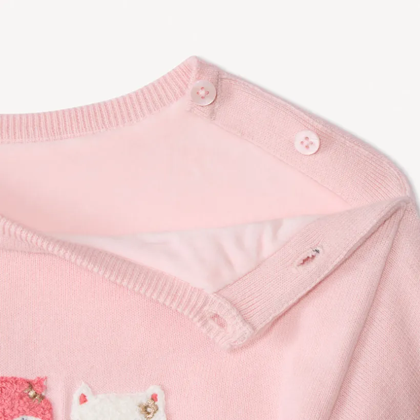 Pull en tricot à motifs brodés pour bébé fille