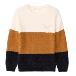Pull en tricot oversize effet color block pour fille