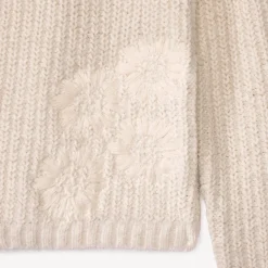 Pull en tricot perlé scintillant et brodé pour fille