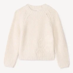 Pull en tricot perlé scintillant et brodé pour fille