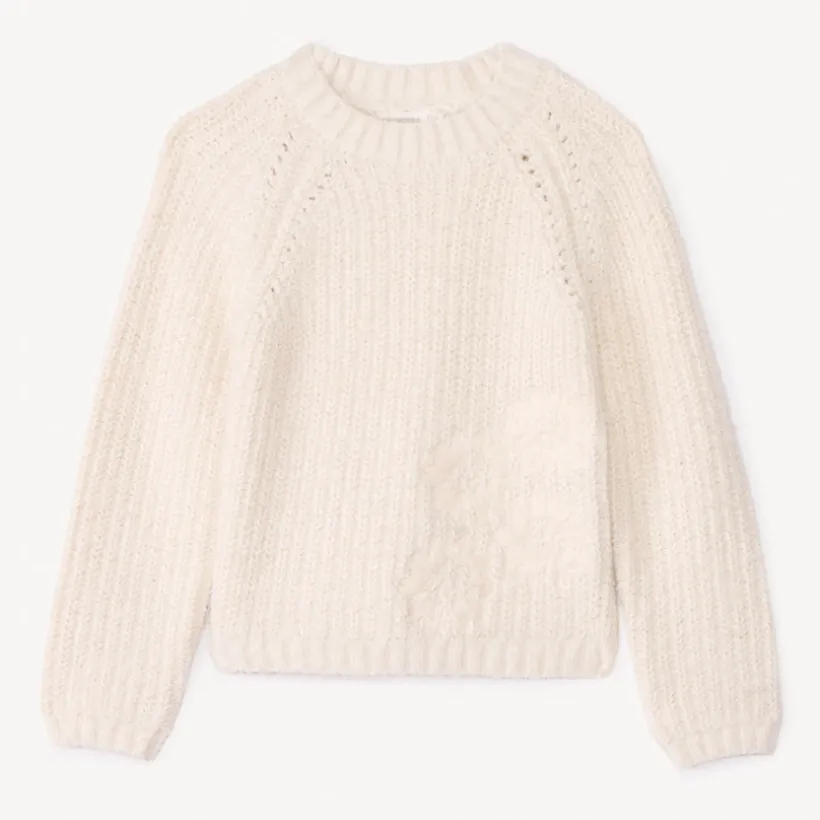 Pull en tricot perlé scintillant et brodé pour fille