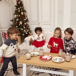 Pull en tricot print pingouin avec détails pailletés pour bébé fille