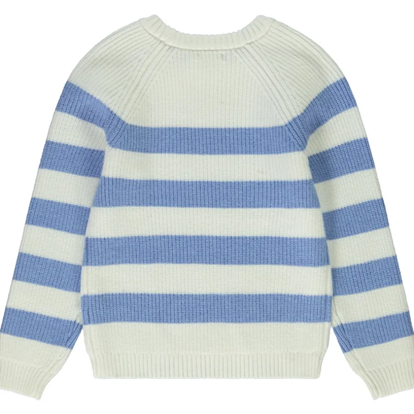 Pull en tricot rayé avec emmanchures ajourées pour fille